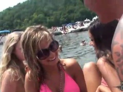 Beer drinking babes look hot at boat party videos