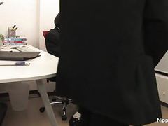 The new office intern gets initiated by sucking cock