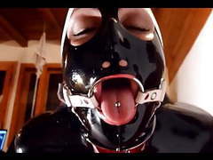 Skullfucking hogtied & ring gagged slut in black latex intro movies at find-best-ass.com