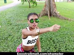 Exxxtrasmall - cute tiny ebony bounces on big cock videos