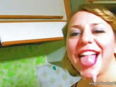 Big and beautiful housewife does a deep throat videos