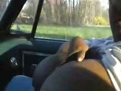 Black bbw with big tits sucking dick in a car. videos