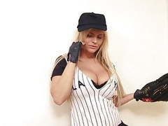 Hot baseball player babe shows her juicy tits to the camera tubes