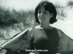 Nudist girl's day on a beach (1960s vintage) videos