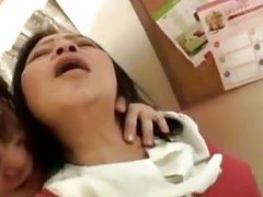 Japanese granny gets a creampie