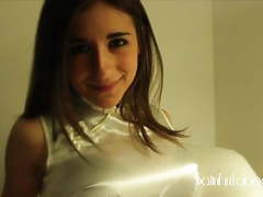 Sexy teen trying on her new satin dress movies at find-best-videos.com