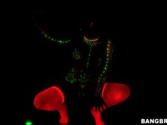 Neon babe dances in black light and sucks dick videos
