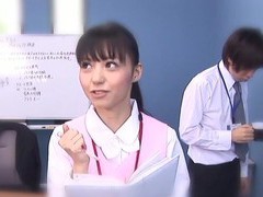 Japanese nurse aino kishi drops on her knees to suck a dick