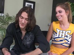 Cheerleader natalie gets messy facial from her horny boyfriend, Couple, Hardcore, Uniform, Cheerleaders, Blowjob, Cowgirl, Asshole, Natural Tits, Doggystyle, Missionary