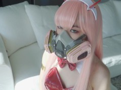 Fuck 02 zero two in red bunny costume and fishnet tubes