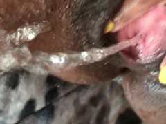 Cumming, fingering & peeing all over myself. extreme close up