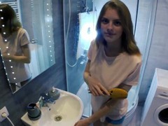 Stepbrother cums on face of his stepsister while parents talk with guests, Amateur, Brunette, Cumshot, Fetish, Teen (18+), POV, Popular With Women, Russian, 60FPS, Verified Amateurs