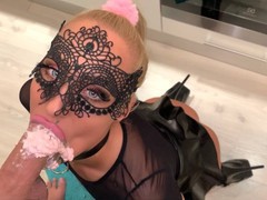 Slim blonde saliva bunny enjoys messy food fetish and cock sucking - the splosh theraphy, Amateur, Blowjob, Cumshot, Fetish, Toys, POV, Small Tits, Exclusive, Verified Amateurs