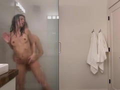 Steamy glass shower: hot couple on vacation, Amateur, Babe, Brunette, Blowjob, Creampie, Small Tits, Exclusive, Verified Amateurs