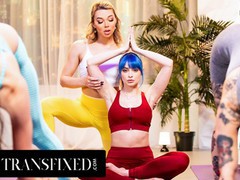 Transfixed - trans yoga teacher emma rose gets caught fucking jewelz blu in a public yoga class!, Big Tits, Public, Pornstar, Reality, Transgender