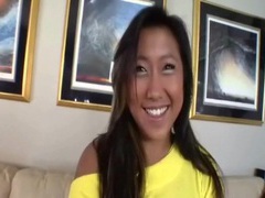Asian teen is cute in striptease porn video