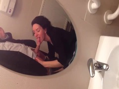 Homemade bathroom blowjob from beautiful wife