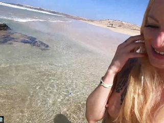 Sex on the beach andy-star fucks german blonde skinny outdoor