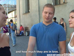 Czech couples young couple takes money for public foursome clip