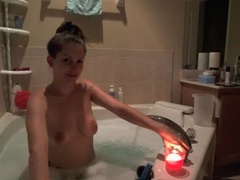 Candlelit bathtub webcam show with lelu love