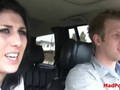 Couple in the car films their chatty fun videos