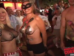 Costume girls get wild on the streets tubes