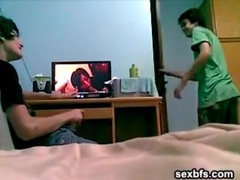 Twink watches porn and jerks off