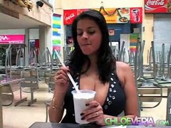Chloe veria teases huge tits in public videos