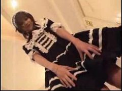 Japanese french maid sucking cock and fucking tubes at lingerie-mania.com