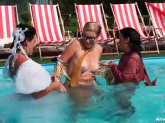 New bride all wet in the pool videos
