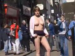 Chicks happily get naked in public