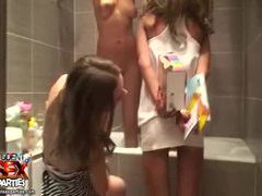Lesbian party in the bathtub videos