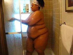 Black bbw wet and sexy in the shower