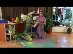 Girls covered in water colors videos