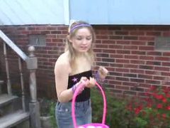 Chick in her sexy tube top playing outdoors movies at find-best-videos.com