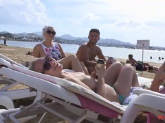 Friends hang out topless at the ocean videos