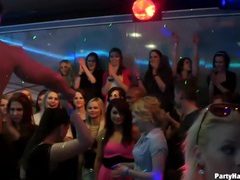 Dirty party girls convinced to suck cock at a club