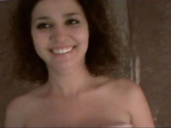 ChiliMom presents: Curly hair girl in patterned pantyhose strokes dick