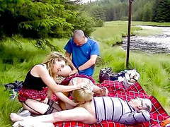 Find-Best-Shemale.com presents: Outdoor group fucking. tgirl tarts in tartan