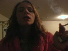 JerkMania presents: Teenager in bathrobe smokes sensually