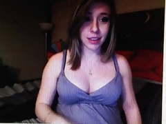 Pregnant webcam cutie shows boobs pussy and sings