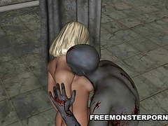 Hot 3d blonde fucked by a zombie