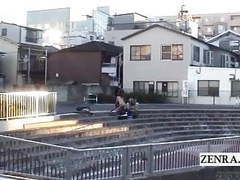 KiloVideos presents: Subtitled extreme japanese public nudity outdoor blowjob