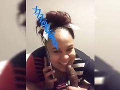 TargetVids presents: Ebony on phone to babyfather whilst sucking dick