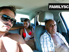 TubeWish presents: Street slut fucking with grandpa, son and uncle