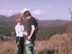 Gorgeous chick loves drooling on a friend's hard dick outdoors, Couple, Hardcore, Outdoor, Reality, Redhead, HD Teen, Blowjob, Forest Sex, Pussy Licking, Skinny, Clothed Sex