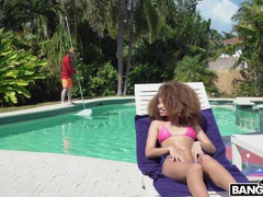 sGirls presents: Skinny ebony babe cecilia lion masturbates in outdoors and gets dicked, Couple, Hardcore, Outdoor, Pool, Ebony, Bikini, Blowjob, Cowgirl, Asshole, Doggystyle, Hot Ass, Missionary, Pussy, Shaved Pussy