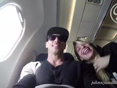 Sinslife - crazy couple public sex blow job on an airplane!