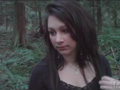 Lingerie Mania presents: Girlfriend gives a sexy blowjob in the woods