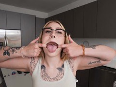 TargetVids presents: Hd pov video of gracie squirts getting a facial after sucking a dick, HD POV, Couple, Hardcore, Tattoo, Chubby, Blondes, Glasses, Blowjob, Cumshot, Facial